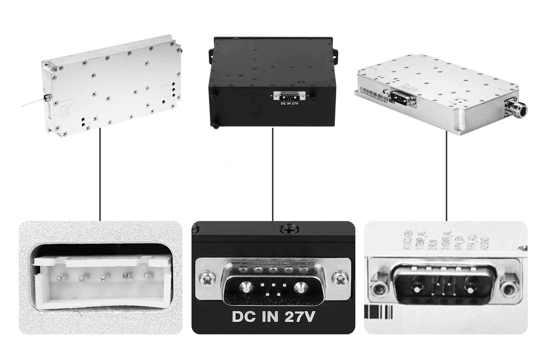 Connectors-Of-Modules Different interfaces of RF amplifier modules represent different communication functions